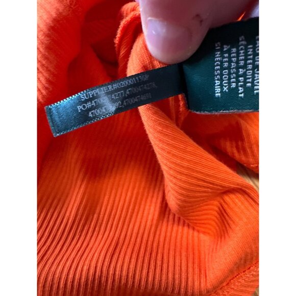 Lauren Ralph Lauren Womens Orange Ribbed Long Sleeve Half-Zip Top M - Picture 9 of 10